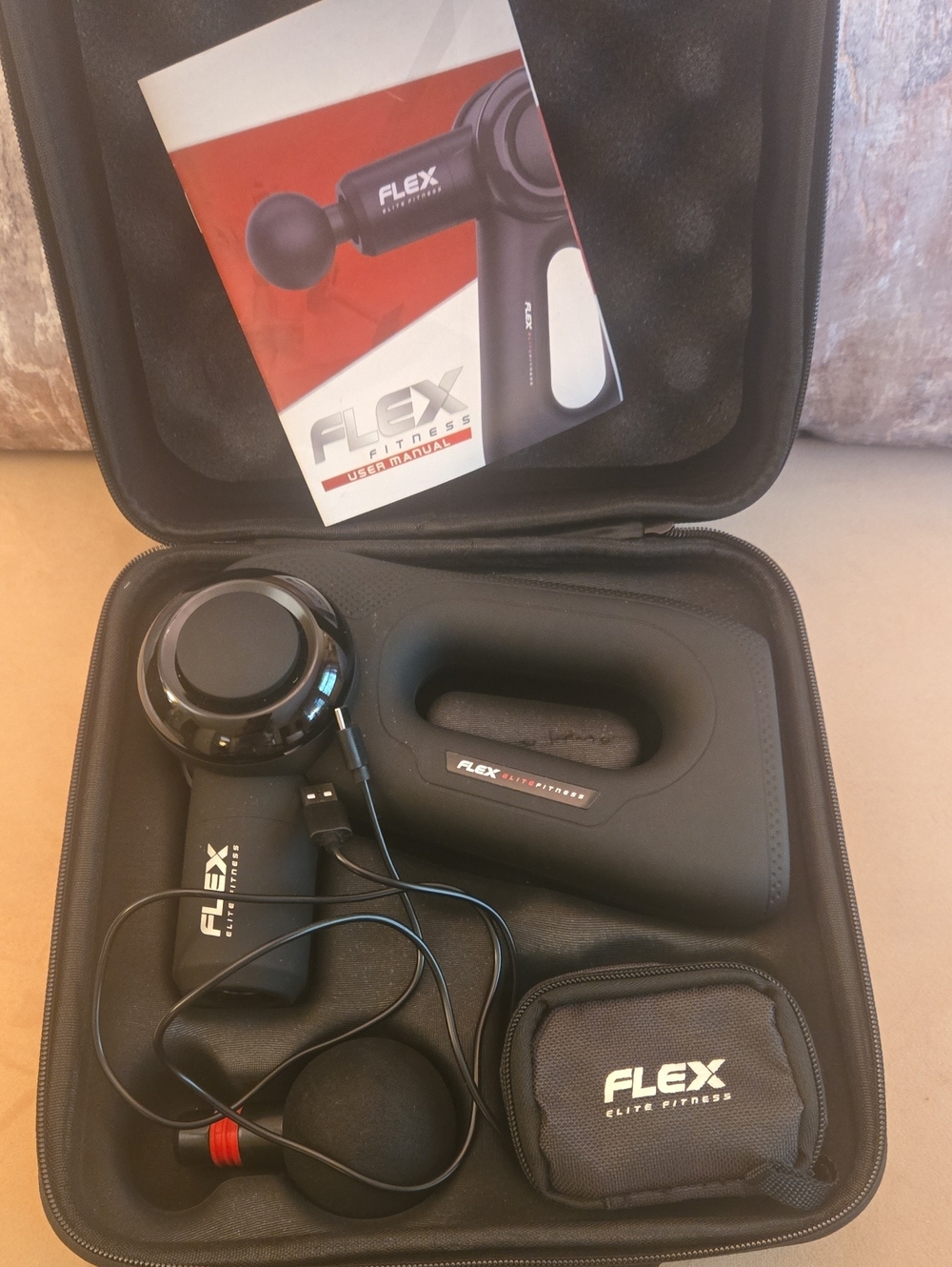 FLEX Elite Fitness Black Percussion Massage Gun Kit